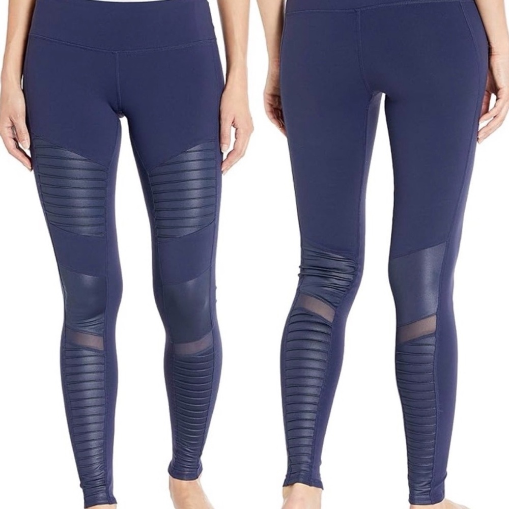 ALO Yoga Rich Navy / Glossy Navy Moto Leggings size M